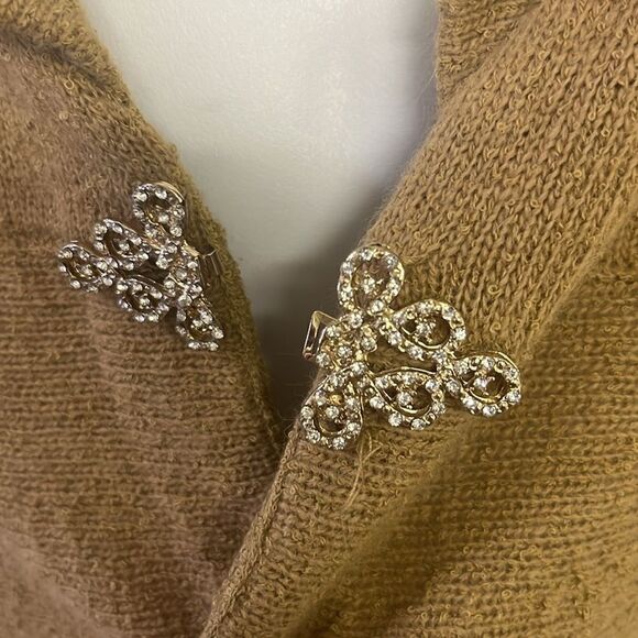 Soft Surroundings Wool Angora Blend Tan Long Sleeve V-neck Cardigan Size Medium - Picture 13 of 15